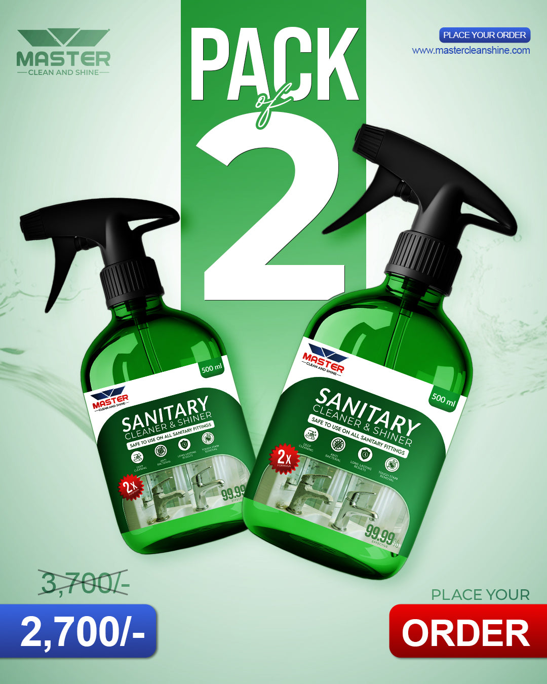 Master Sanitary Cleaner & Shiner Spray - With FREE Gloves & Brush | 500ml